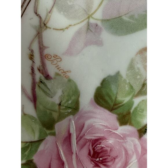 Antique Hand Painted Pink Rose Bowl John Roth Studios - Picture 5 of 5